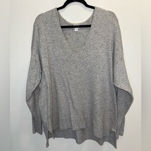 stars above Gray V-Neck Sweater